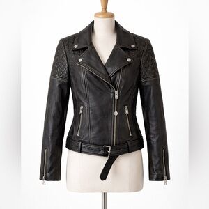Alter Ego Black Leather Moto/Biker Jacket – 100% Sheep Leather